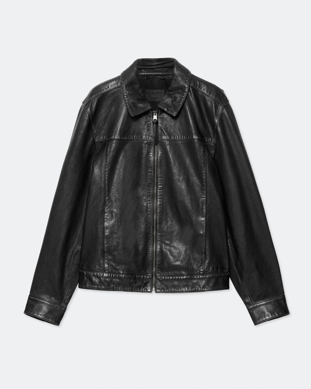 Alkan Zip Up Two Tone Leather Jacket Vintage Black