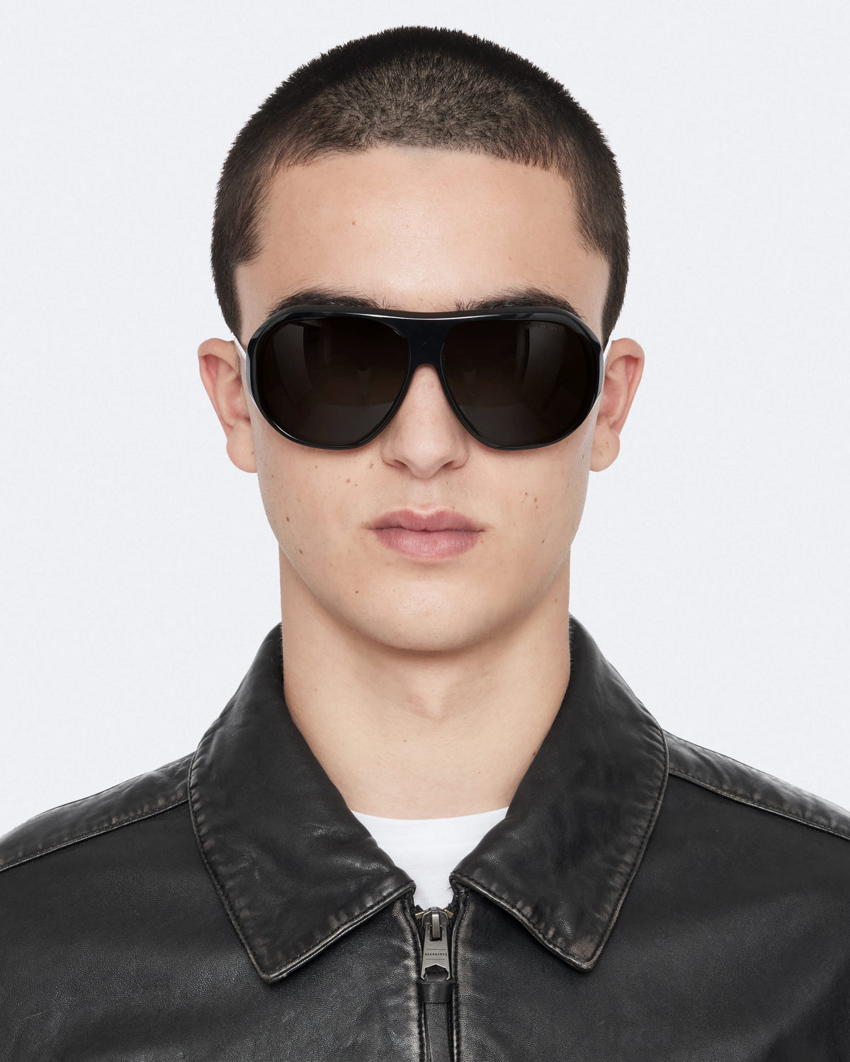 Alkan Zip Up Two Tone Leather Jacket Vintage Black