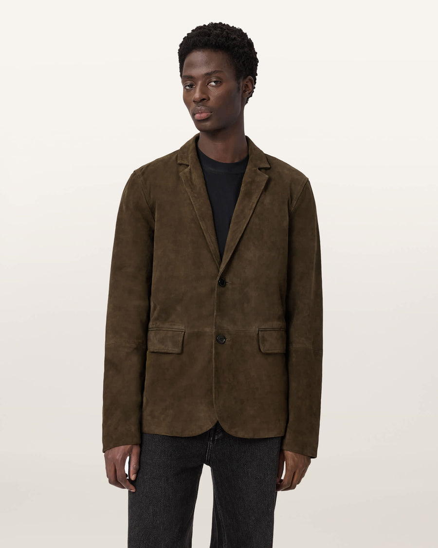 Monet Waxed Suede Blazer Dark Olive