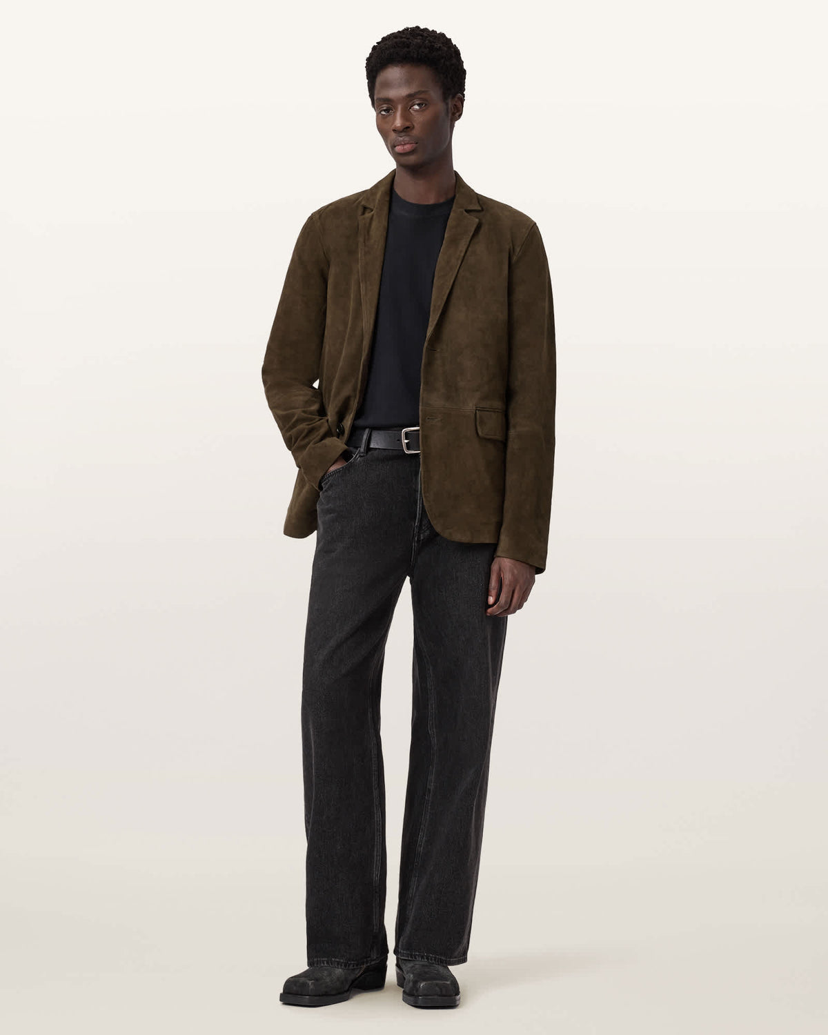 Monet Waxed Suede Blazer Dark Olive