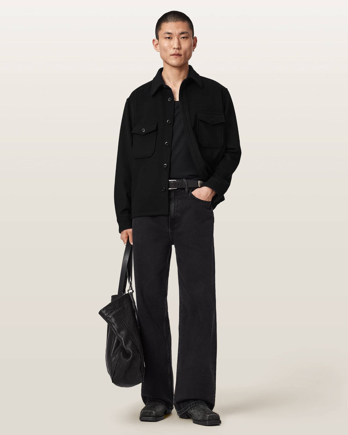 Palermo Long Sleeve Embroidered Shirt ORCA BLACK