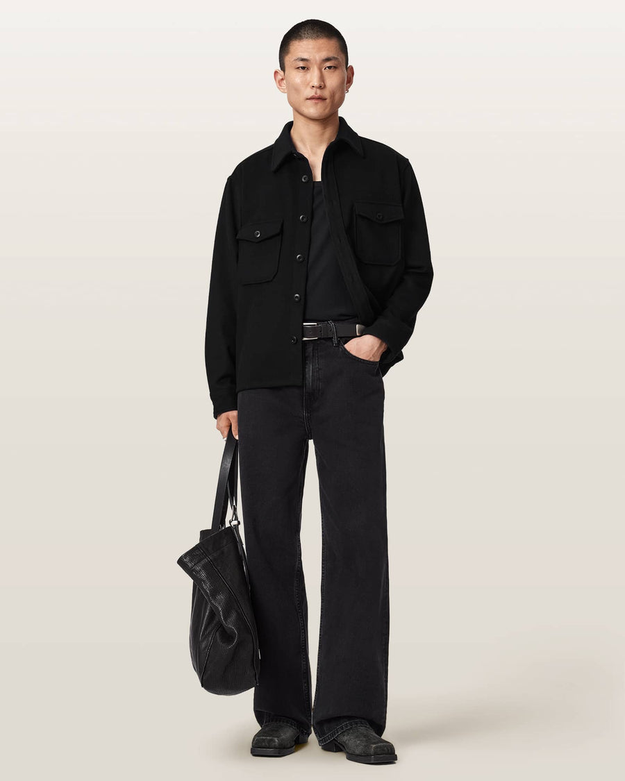 Palermo Long Sleeve Embroidered Shirt ORCA BLACK