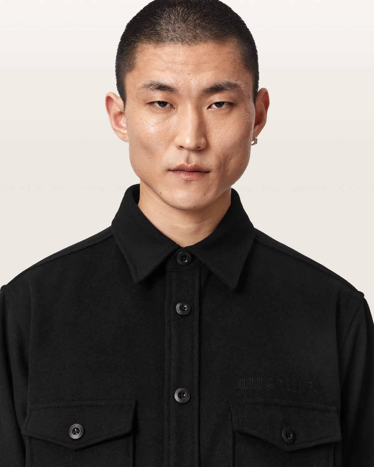 Palermo Long Sleeve Embroidered Shirt ORCA BLACK