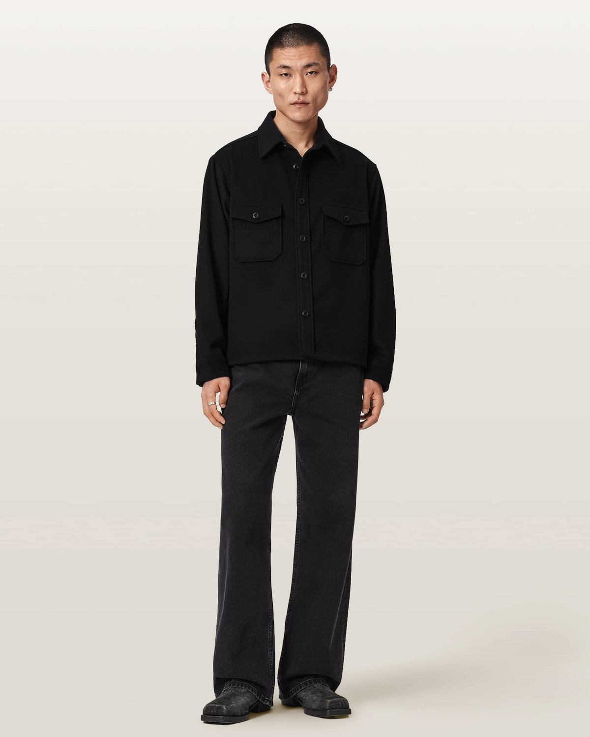 Palermo Long Sleeve Embroidered Shirt ORCA BLACK