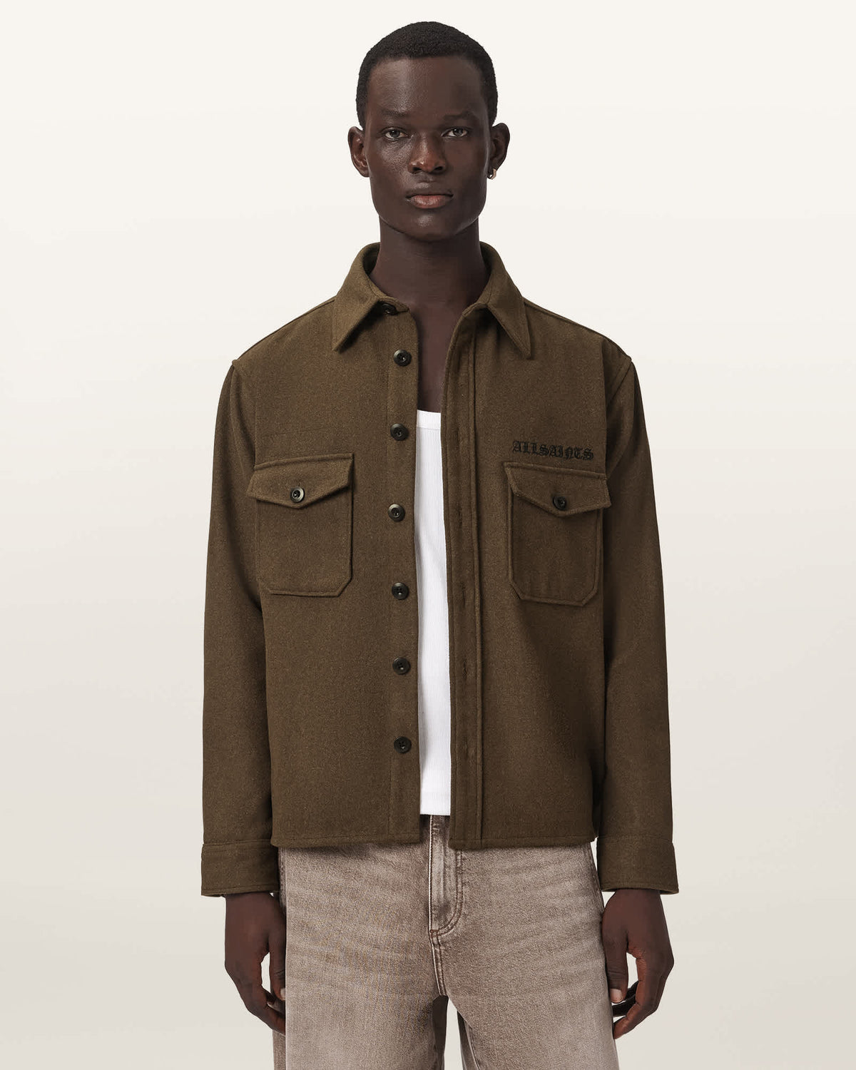 Palermo Long Sleeve Embroidered Shirt KHAKI GREEN