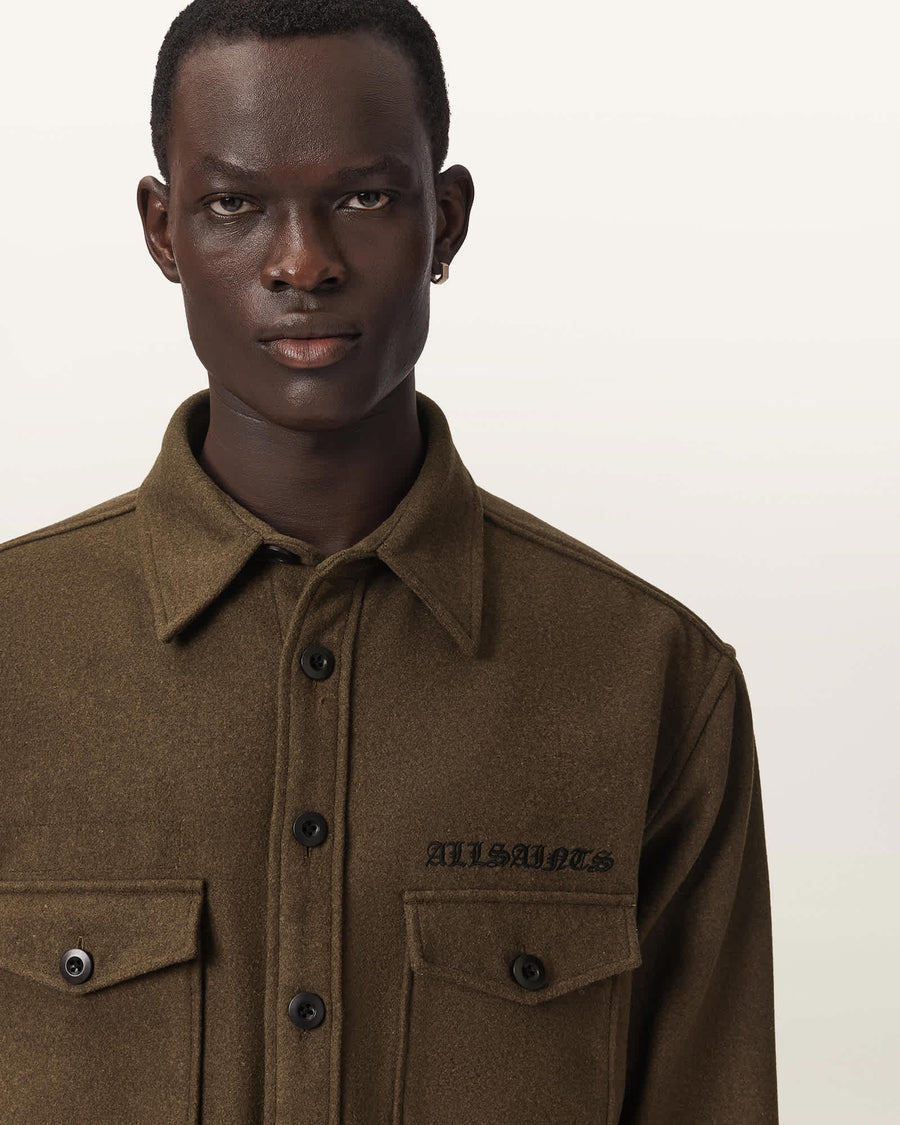 Palermo Long Sleeve Embroidered Shirt KHAKI GREEN