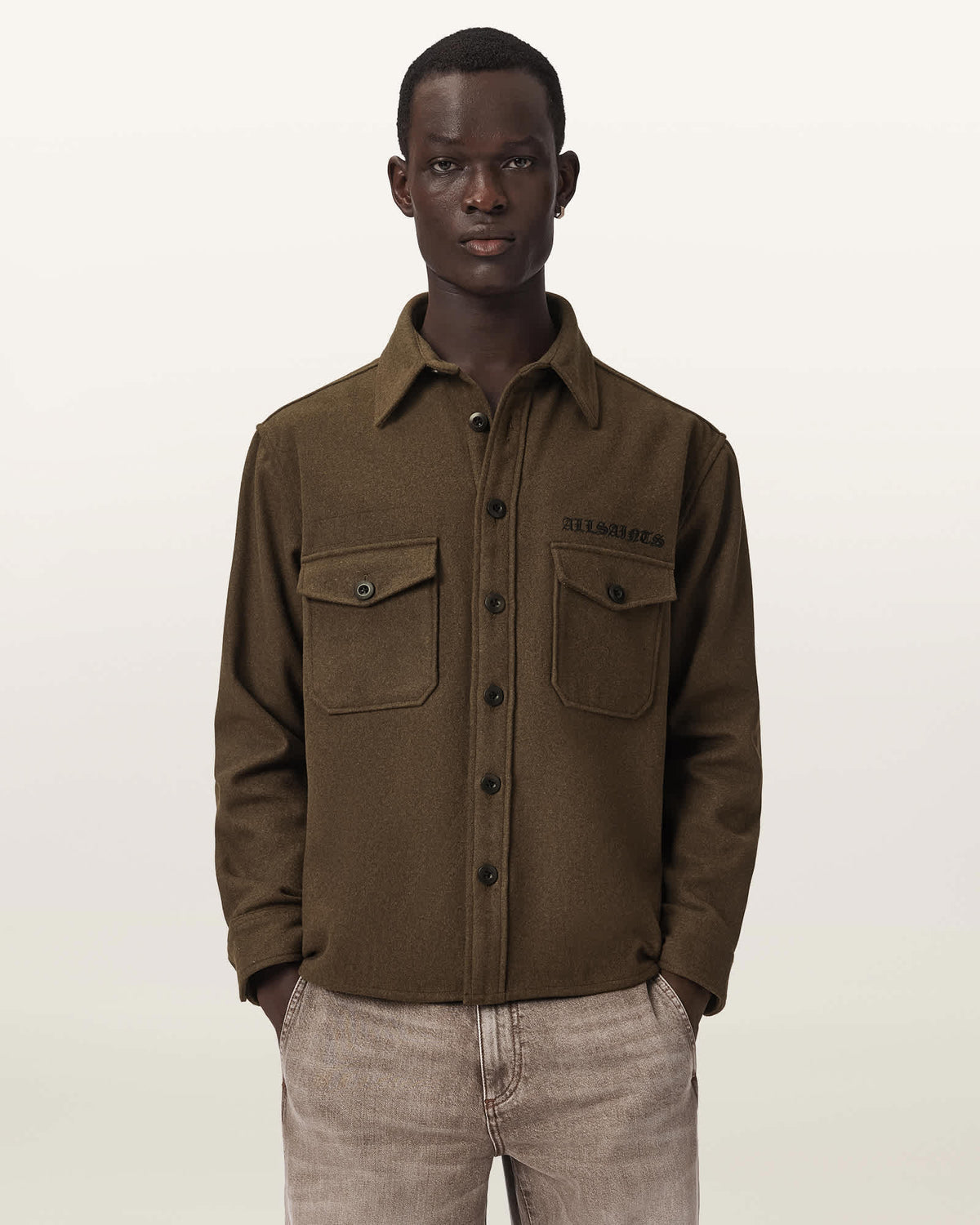 Palermo Long Sleeve Embroidered Shirt KHAKI GREEN