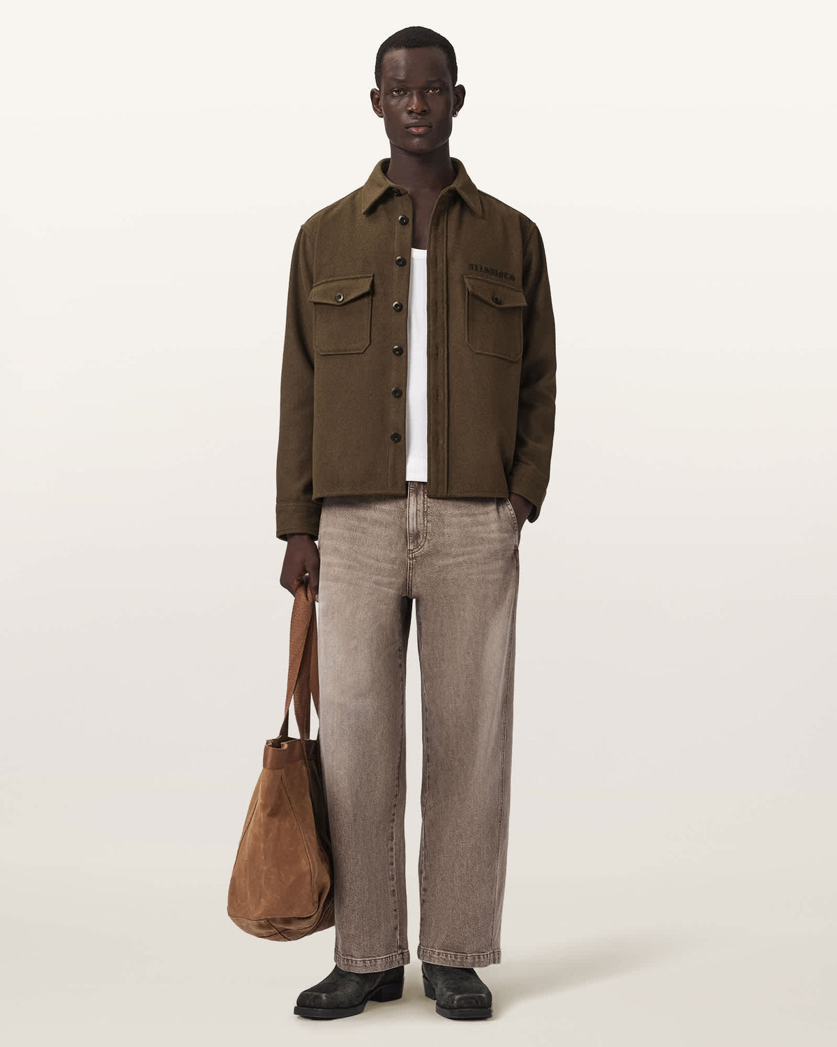 Palermo Long Sleeve Embroidered Shirt KHAKI GREEN