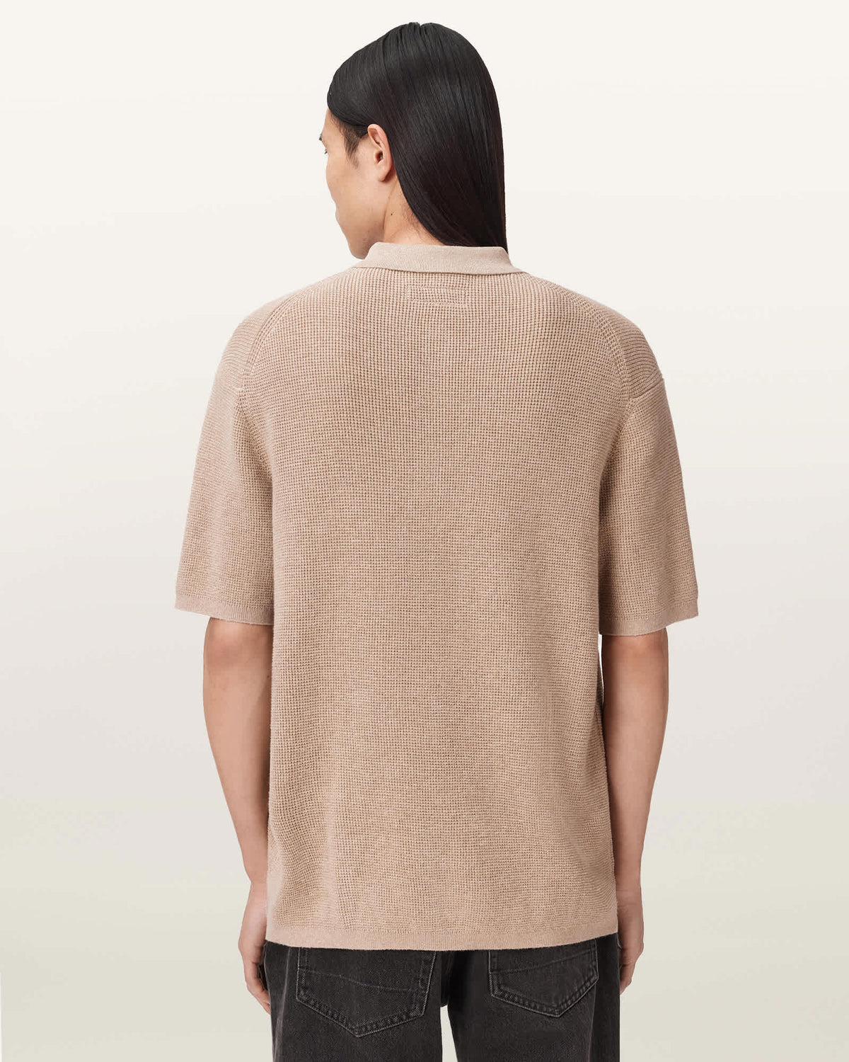 Aspen Waffle Texture Ramskull Polo Shirt MOON GREY