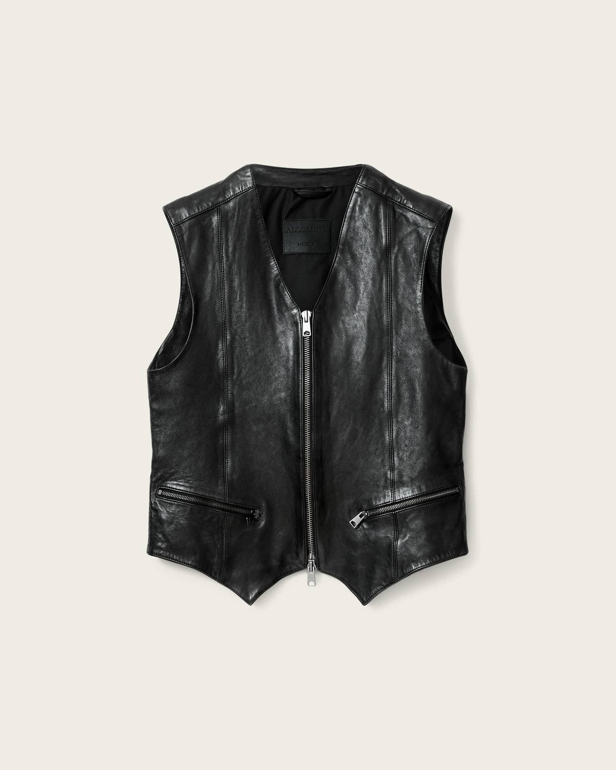 Davies Leather Waistcoat Black
