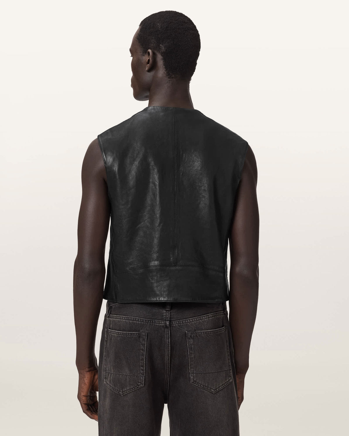 Davies Leather Waistcoat Black