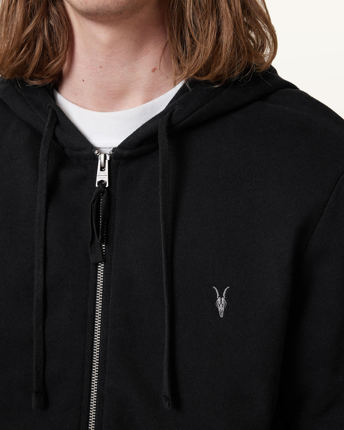 Raven Zip-Up Ramskull Hoodie Black
