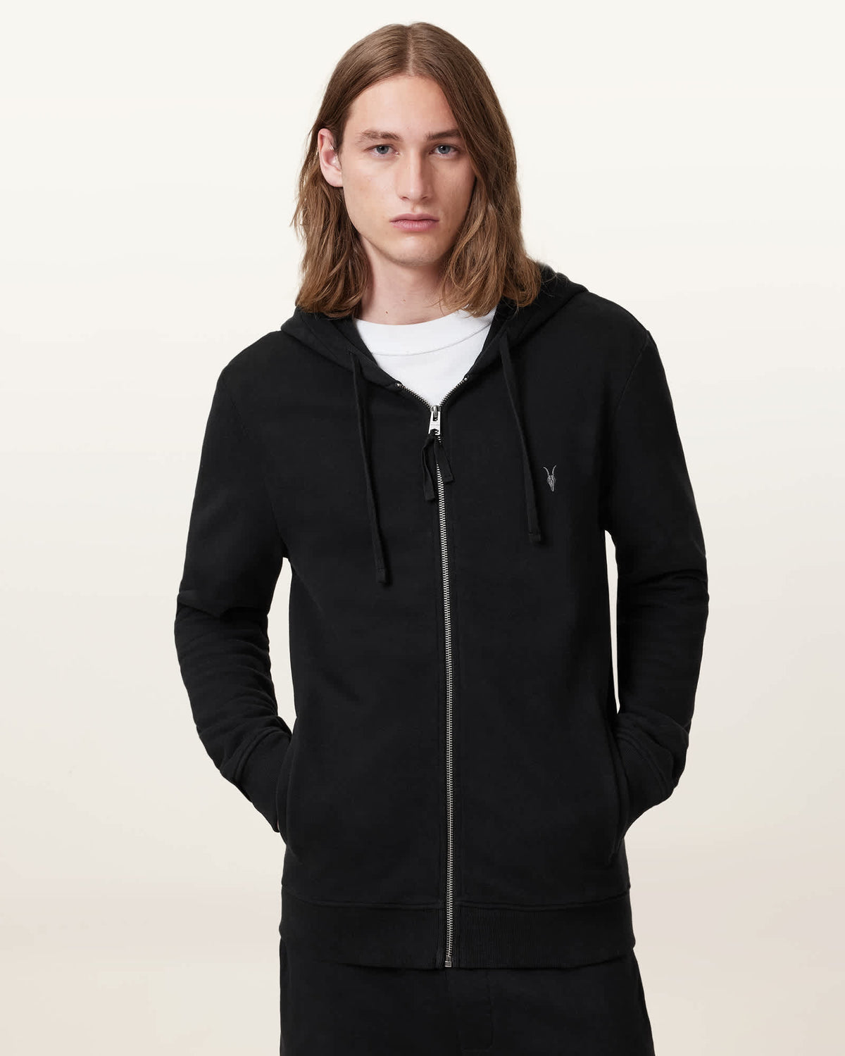 Raven Zip-Up Ramskull Hoodie Black