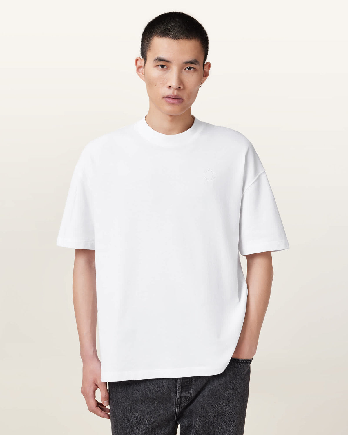 Haven Embroidered Logo Oversized T-Shirt Optic White