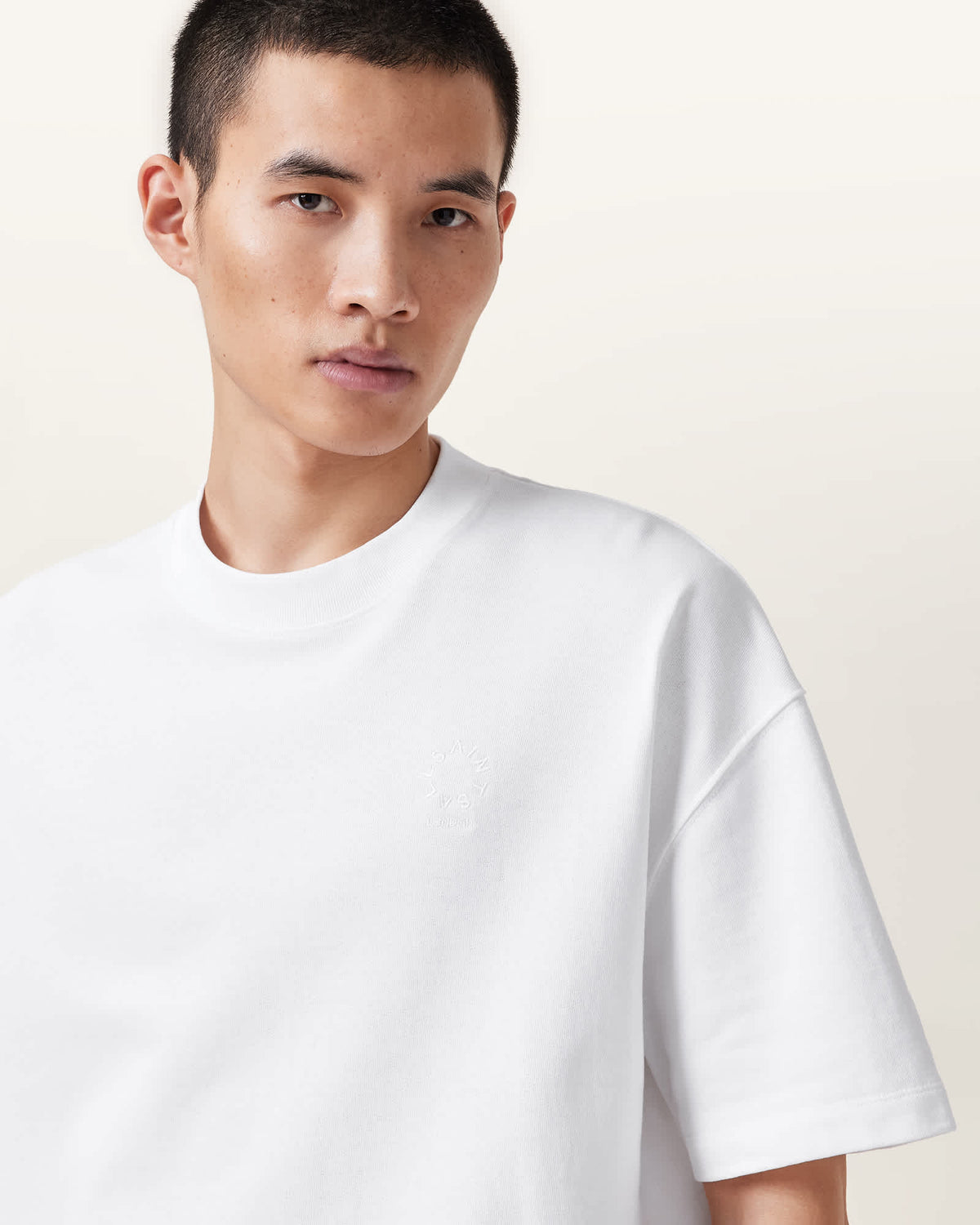Haven Embroidered Logo Oversized T-Shirt Optic White