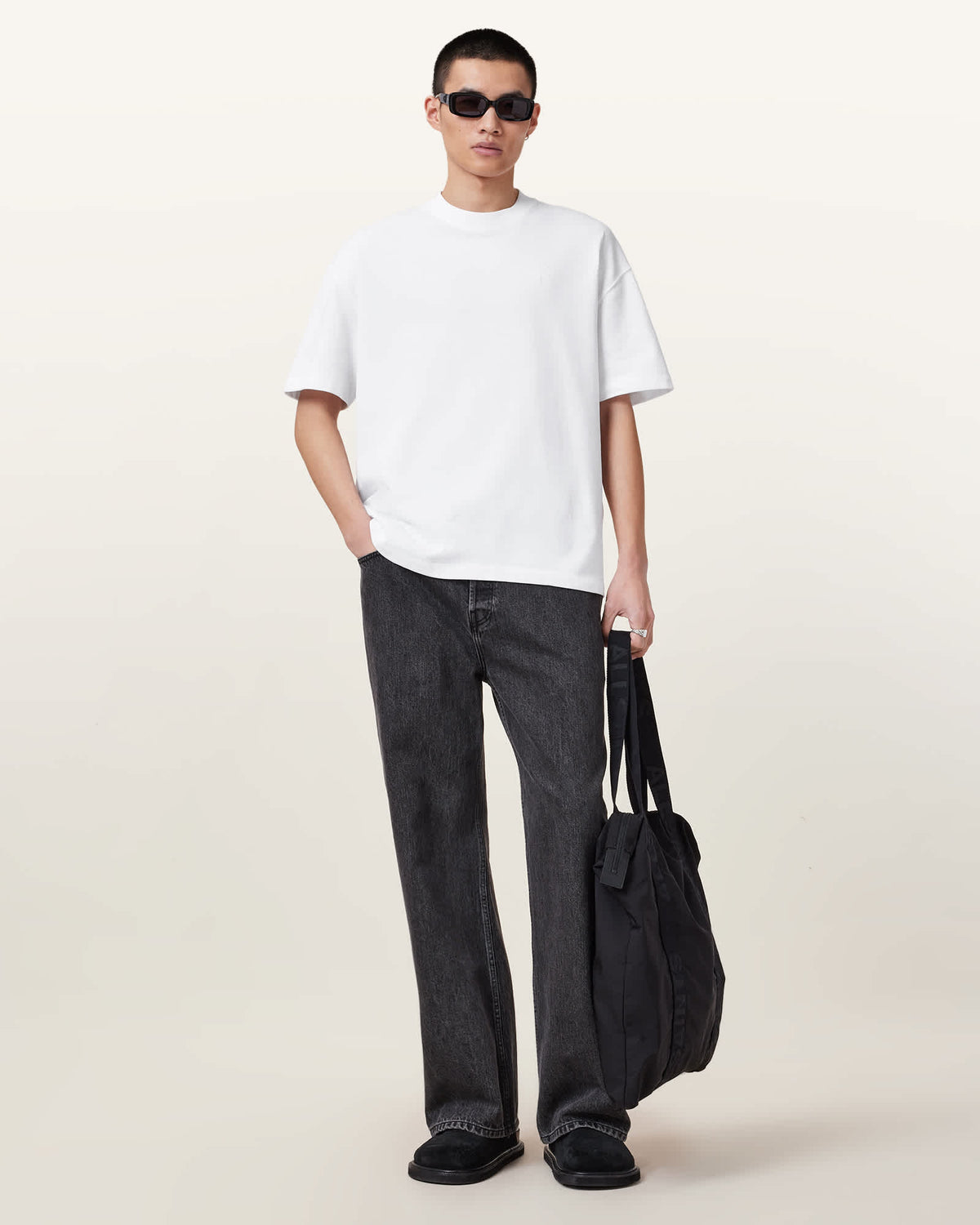 Haven Embroidered Logo Oversized T-Shirt Optic White
