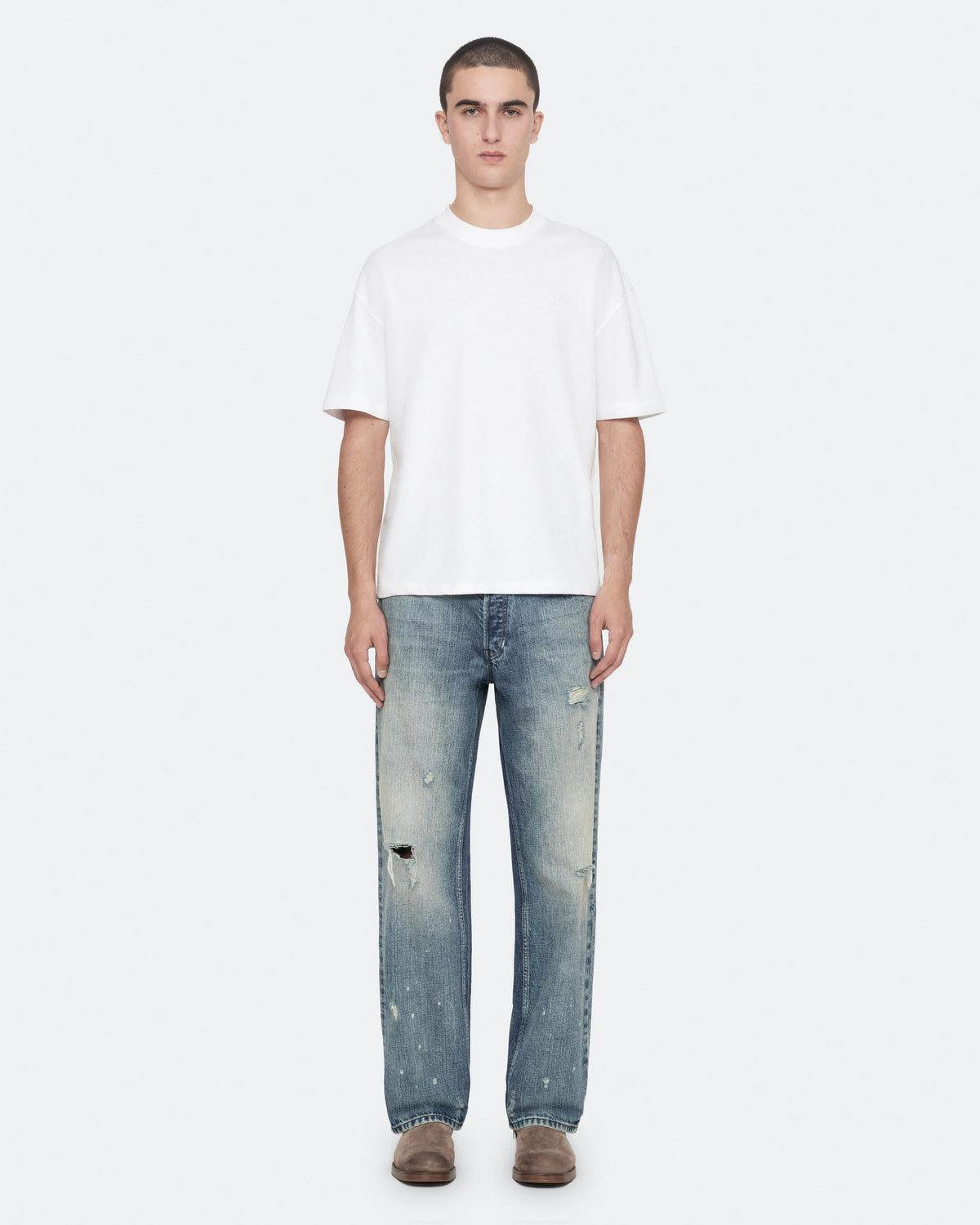 Haven Embroidered Logo Oversized T-Shirt ASHEN WHITE