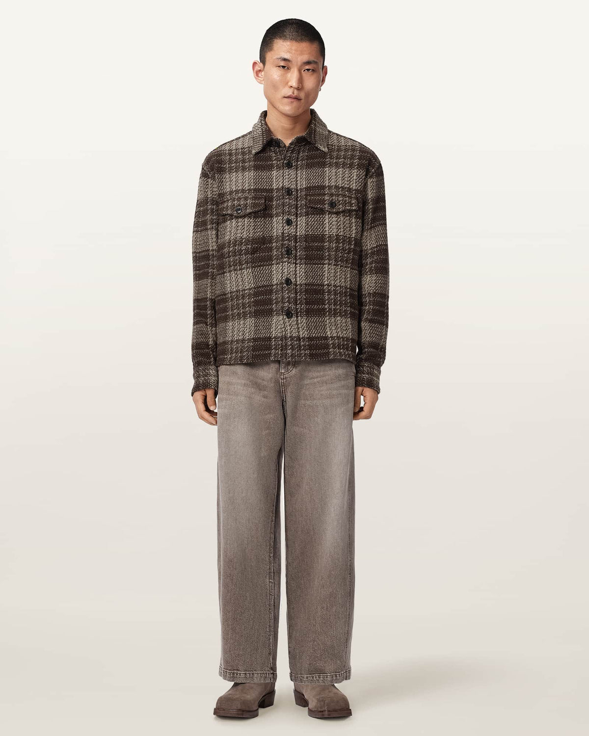 SHIRT M029SF HOT CHOC BROWN