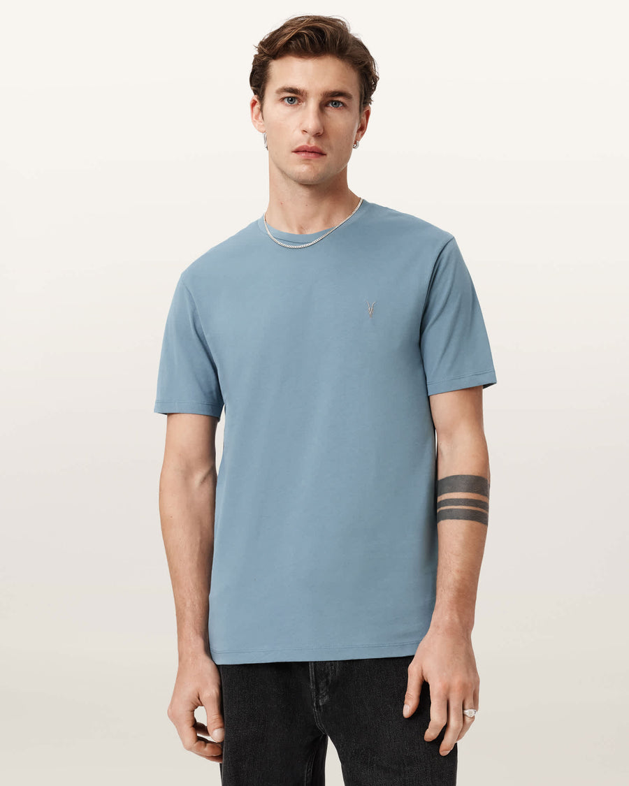Brace Brushed Cotton Crew Neck T-Shirt COASTLINE BLUE