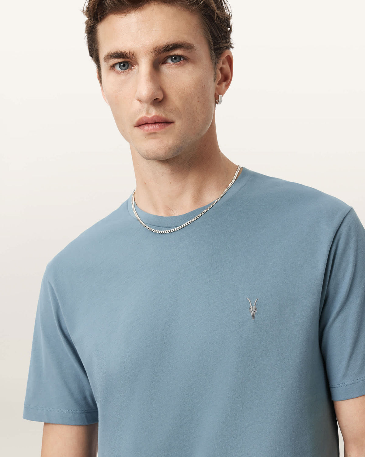 Brace Brushed Cotton Crew Neck T-Shirt COASTLINE BLUE
