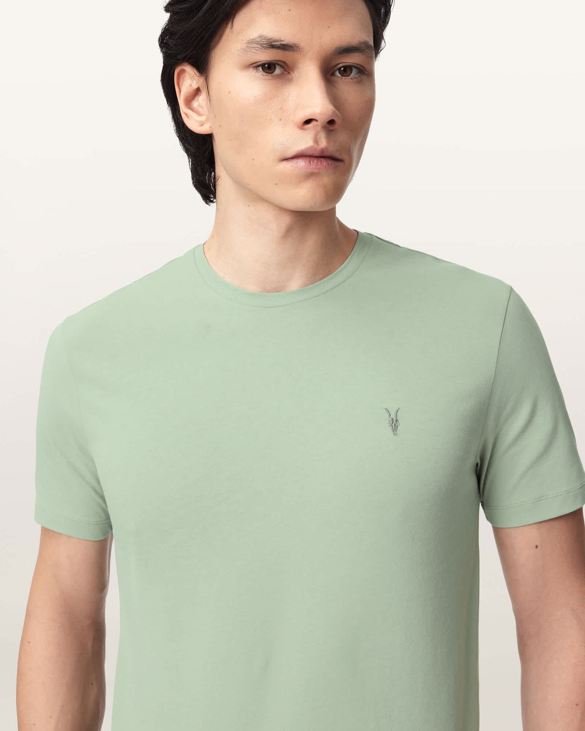 Brace Brushed Cotton Crew Neck T-Shirt CELADON GREEN