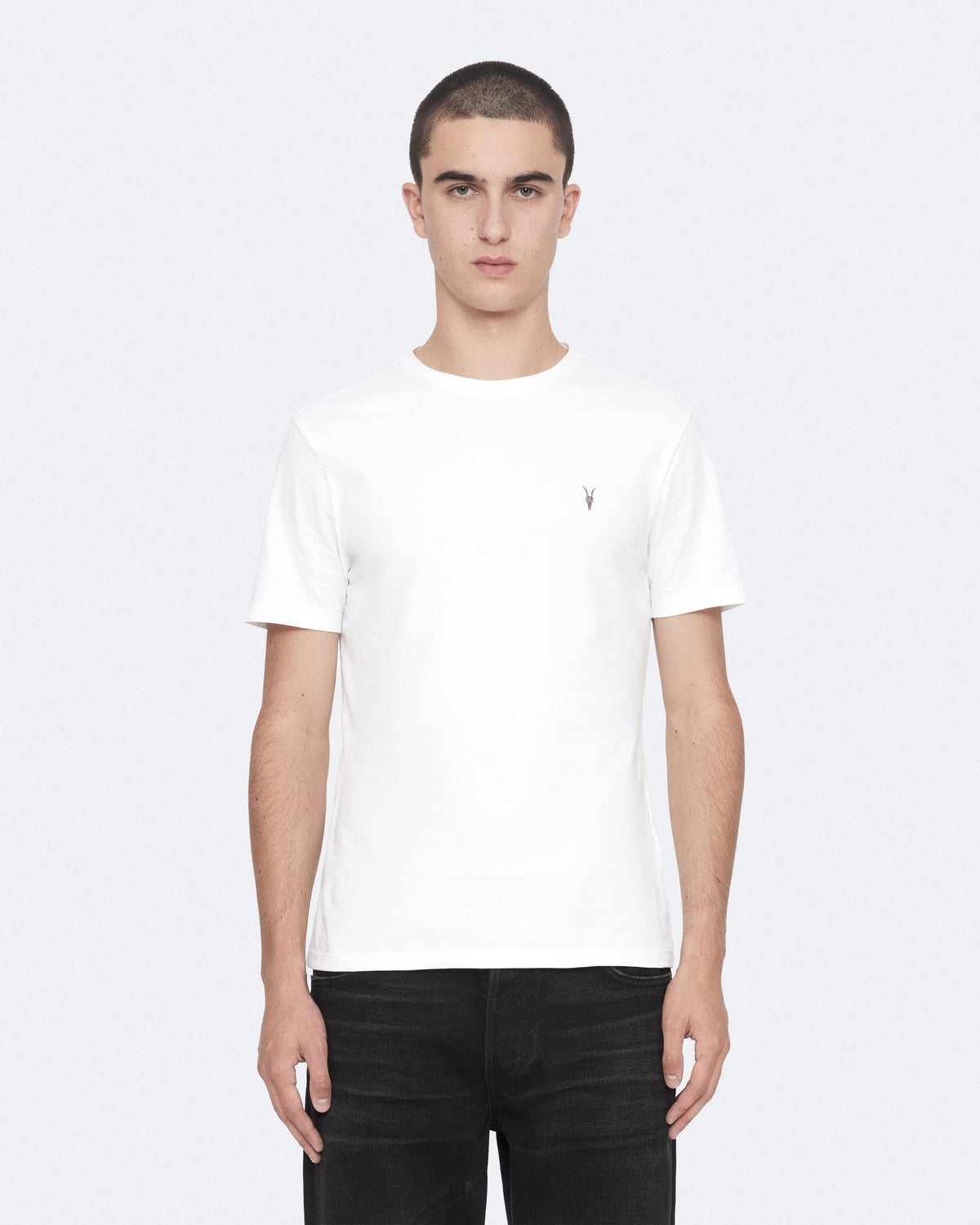 Brace Brushed Cotton Crew Neck T-Shirt Optic White