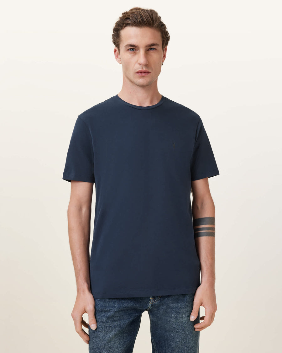 Brace Brushed Cotton Crew Neck T-Shirt NAVY BLUE