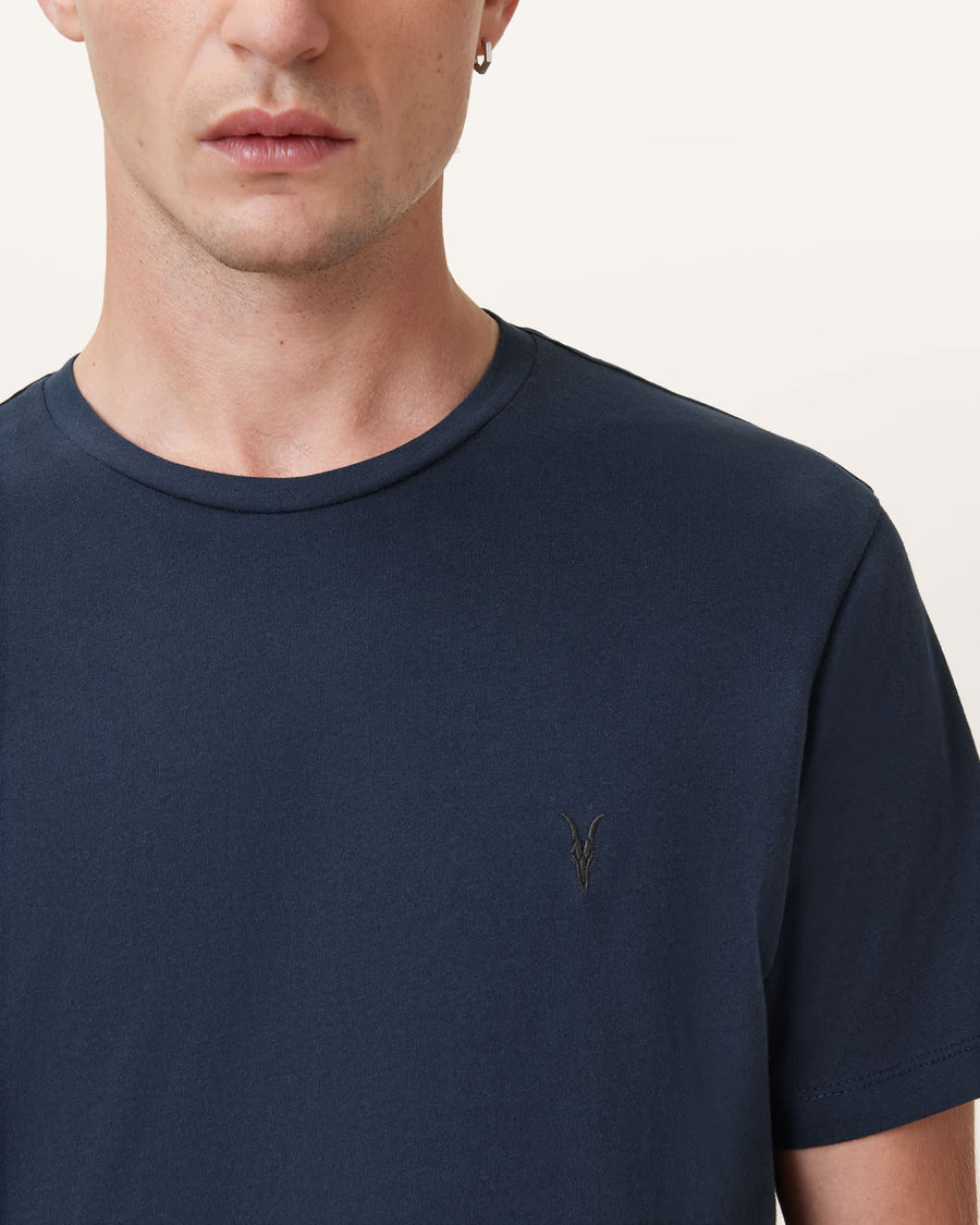 Brace Brushed Cotton Crew Neck T-Shirt NAVY BLUE