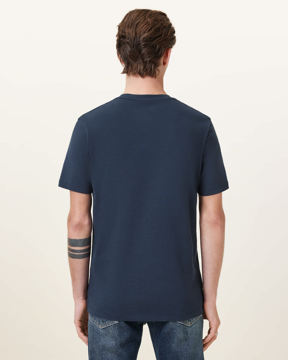 Brace Brushed Cotton Crew Neck T-Shirt NAVY BLUE