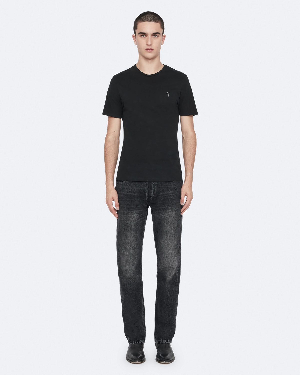 Brace Brushed Cotton Crew Neck T-Shirt Jet Black