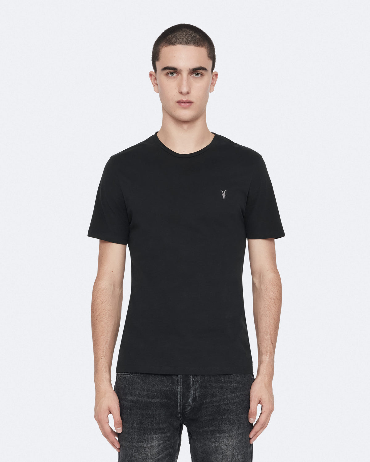 Brace Brushed Cotton Crew Neck T-Shirt Jet Black