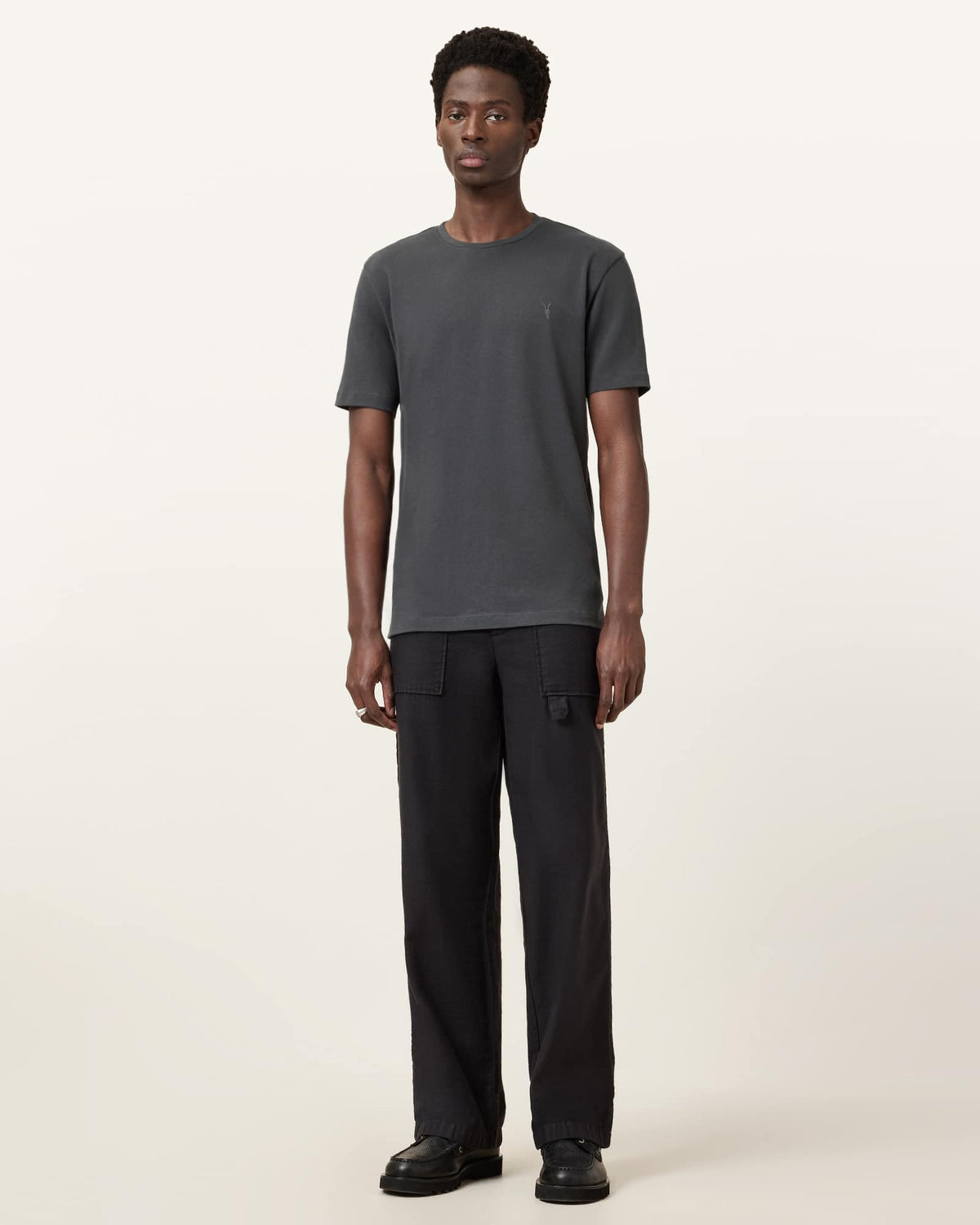 Brace Brushed Cotton Crew Neck T-Shirt CARTER GREY