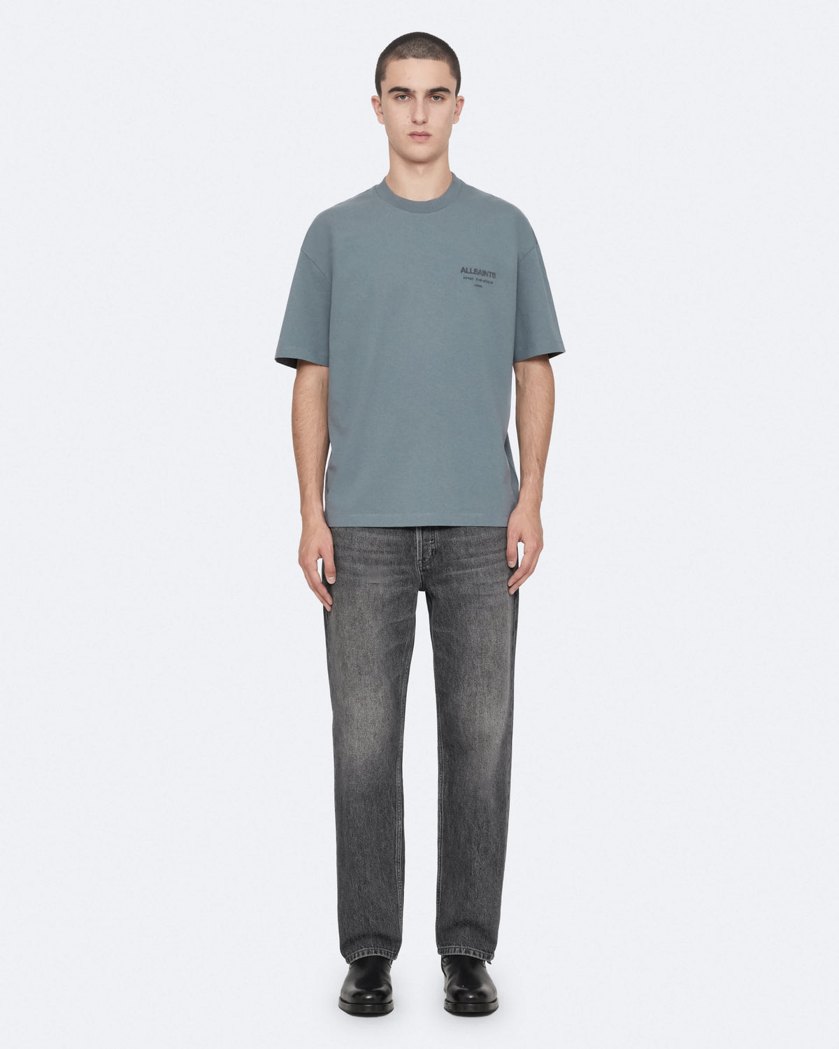 Xander Flocked Logo Oversized T-Shirt LUNAR BLUE
