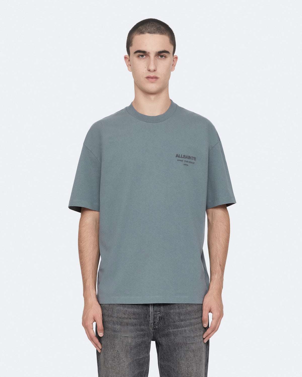 Xander Flocked Logo Oversized T-Shirt LUNAR BLUE