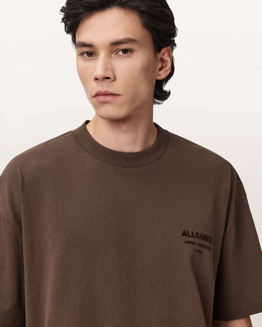 Xander Flocked Logo Oversized T-Shirt Bitter Brown