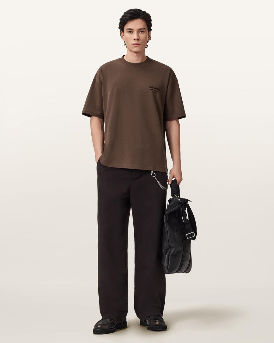 Xander Flocked Logo Oversized T-Shirt Bitter Brown