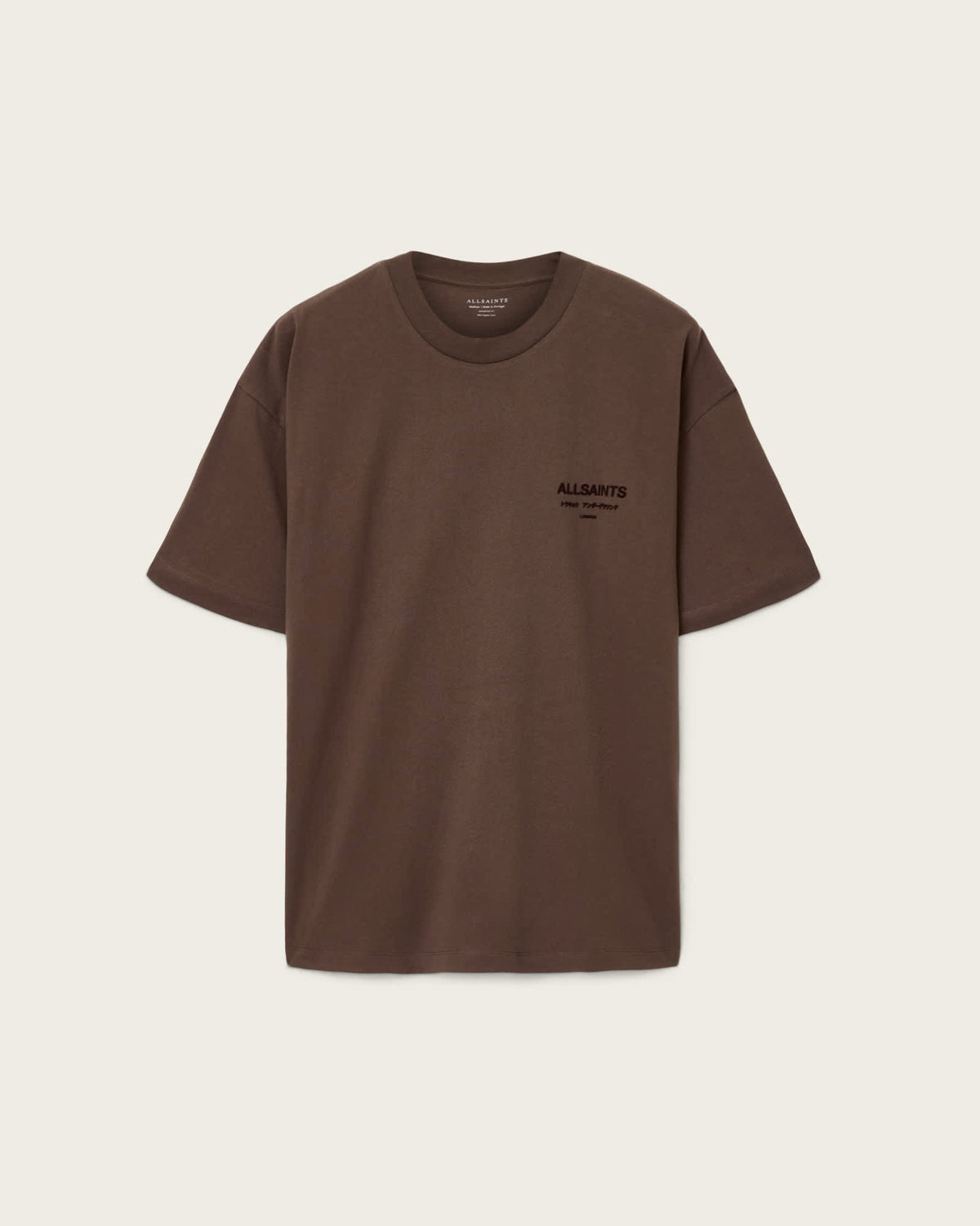 Xander Flocked Logo Oversized T-Shirt Bitter Brown