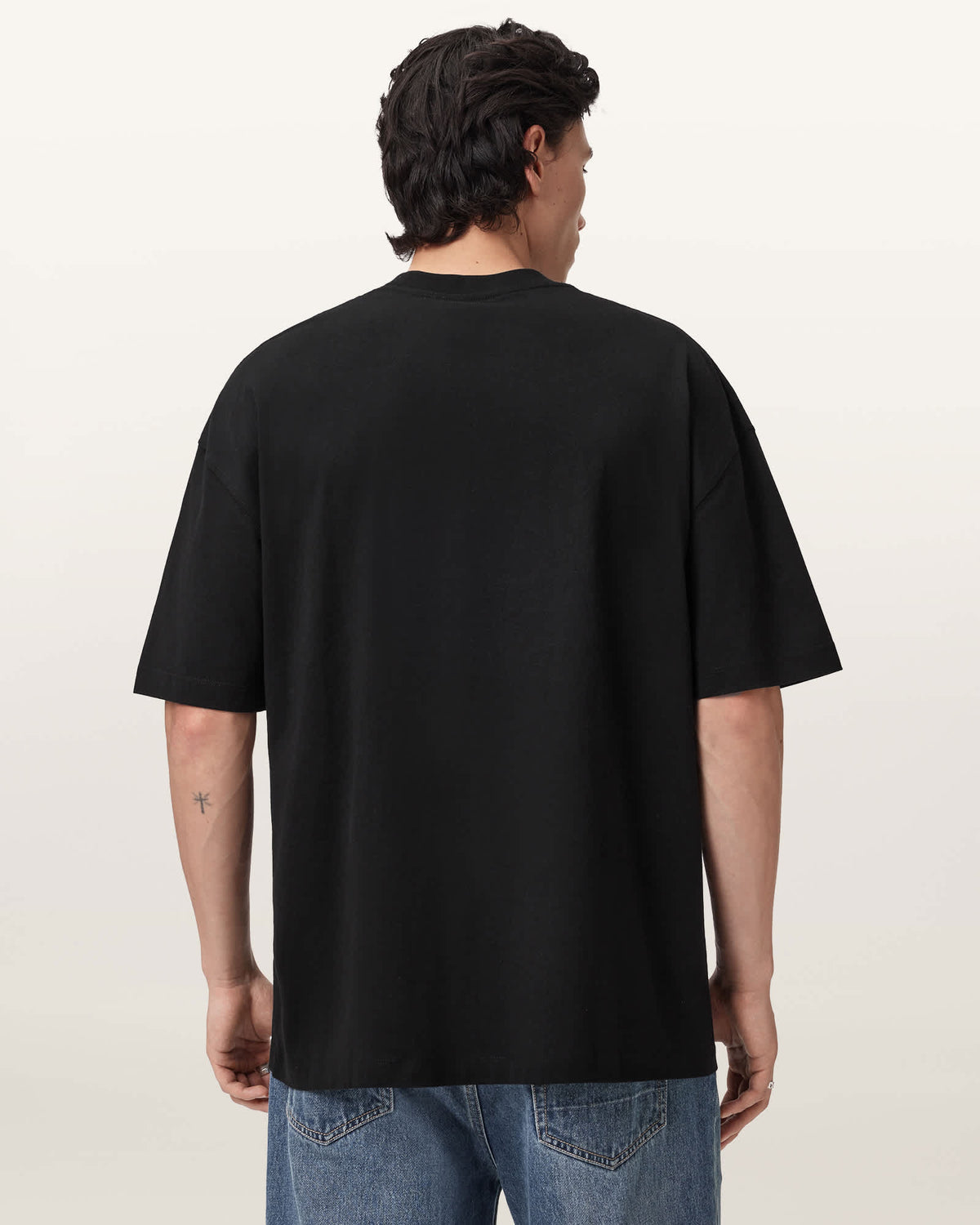 Xander Flocked Logo Oversized T-Shirt Jet Black