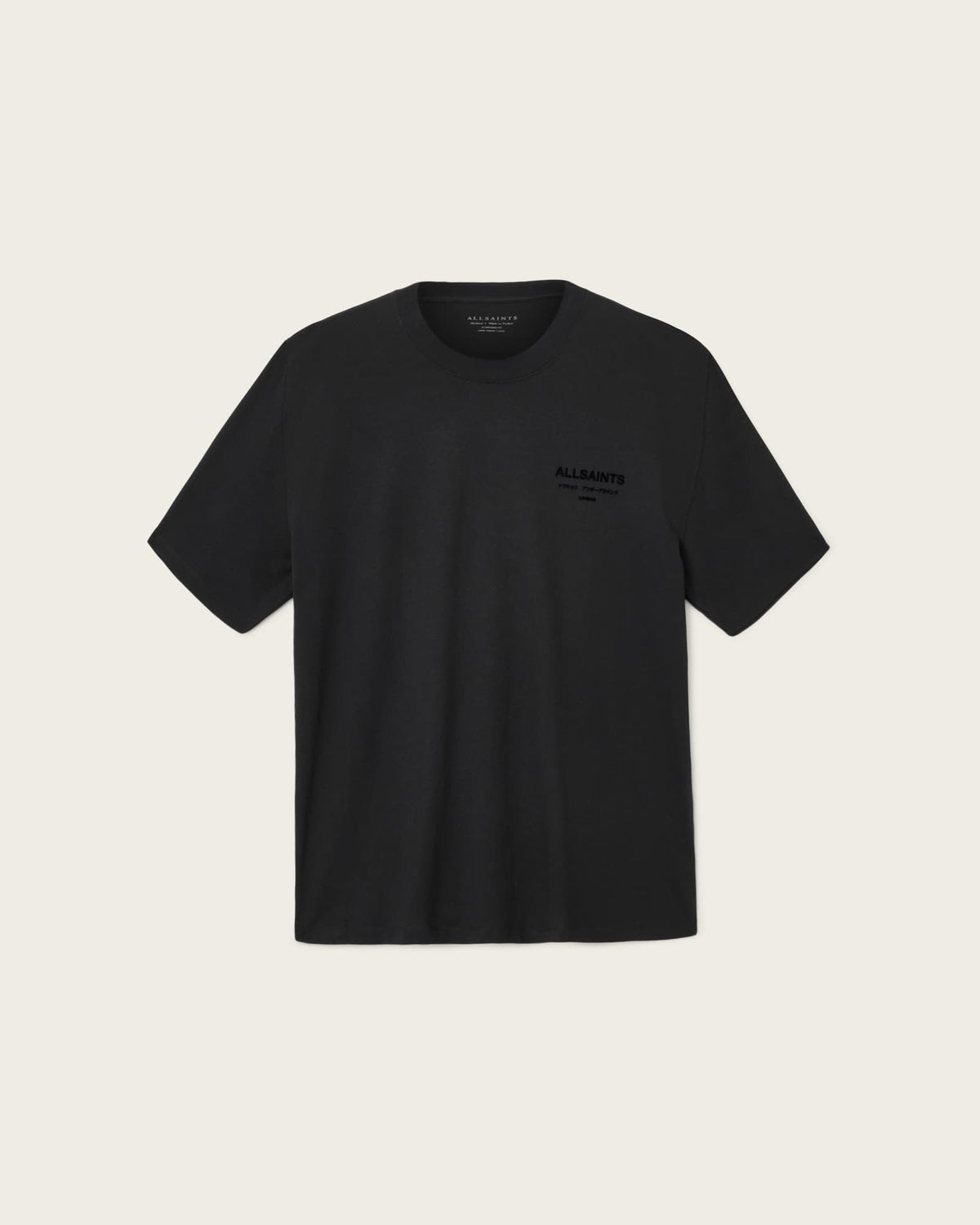 Xander Flocked Logo Oversized T-Shirt Jet Black