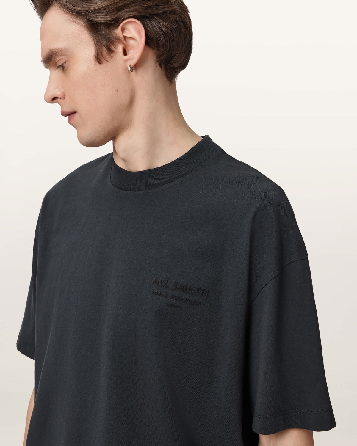 Xander Flocked Logo Oversized T-Shirt CARTER GREY