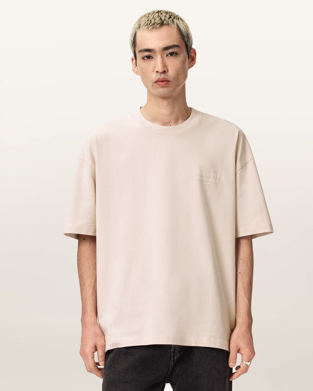 Xander Flocked Logo Oversized T-Shirt MUTED WHITE