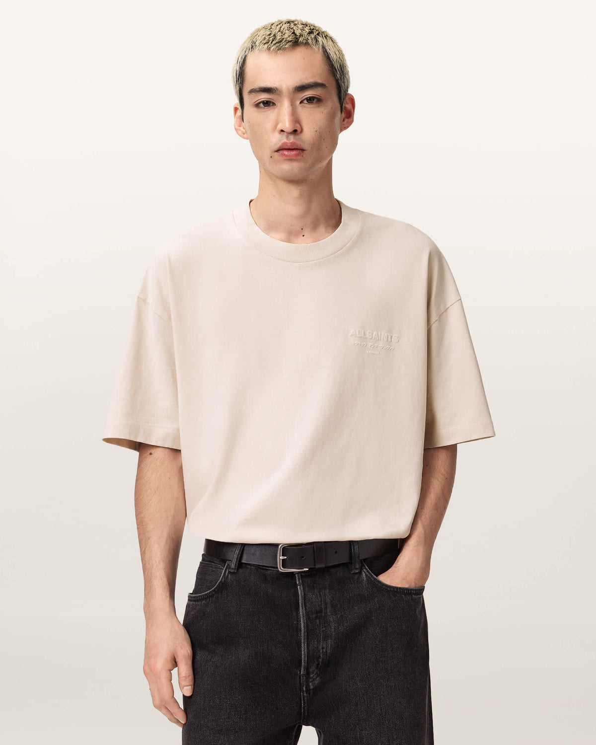 Xander Flocked Logo Oversized T-Shirt MUTED WHITE