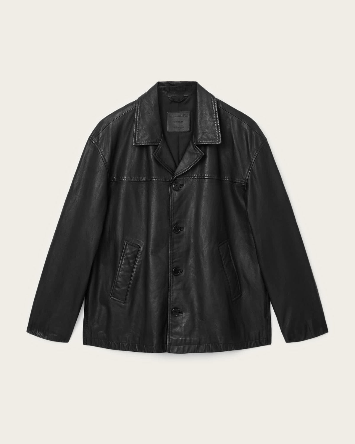 Bradwell Boxy Leather Coat Black