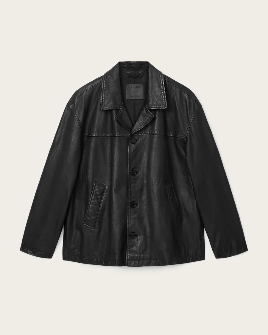 Bradwell Boxy Leather Coat Black