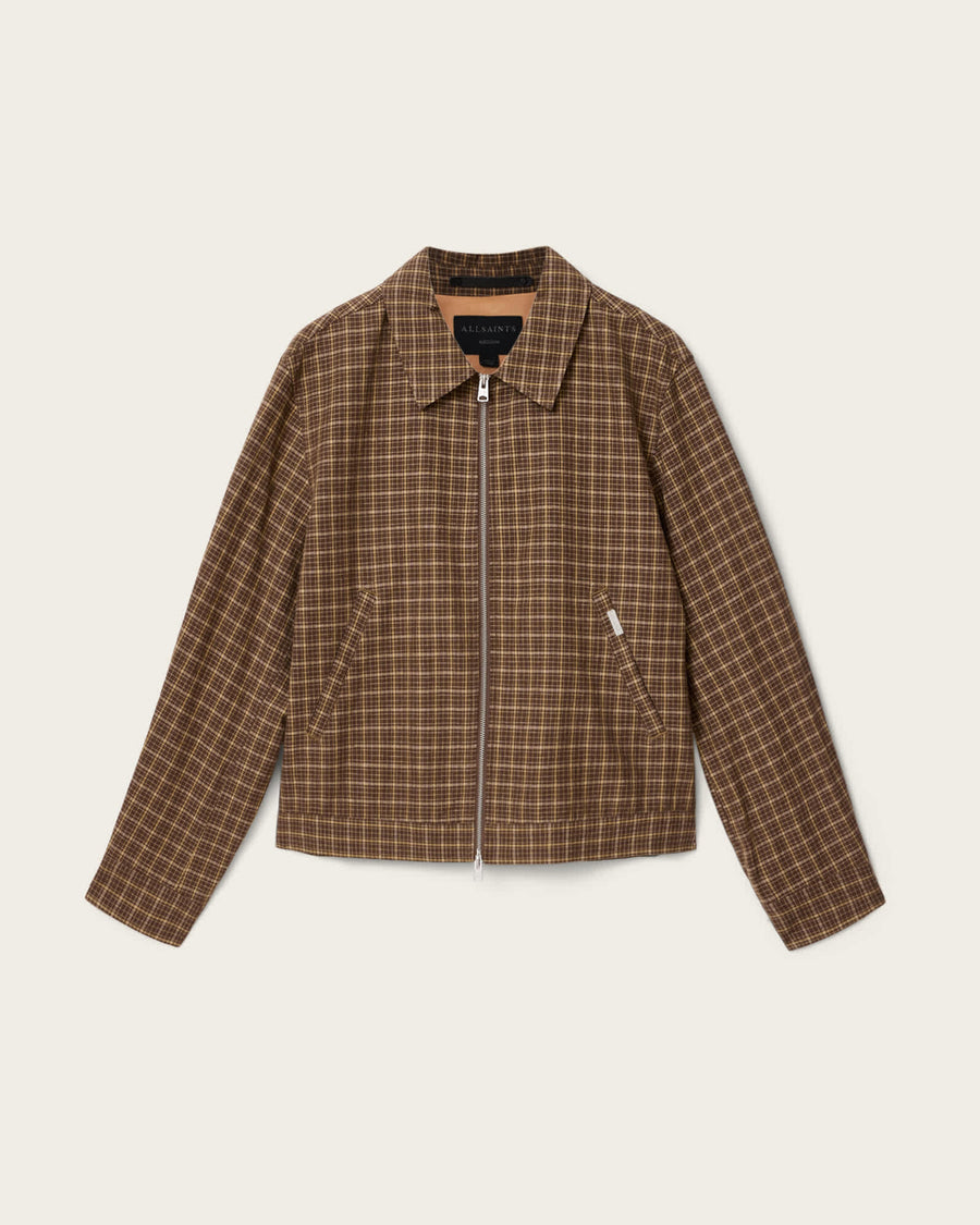Lakeshaw Relaxed Fit Linen Blend Check Jacket MORASS BROWN