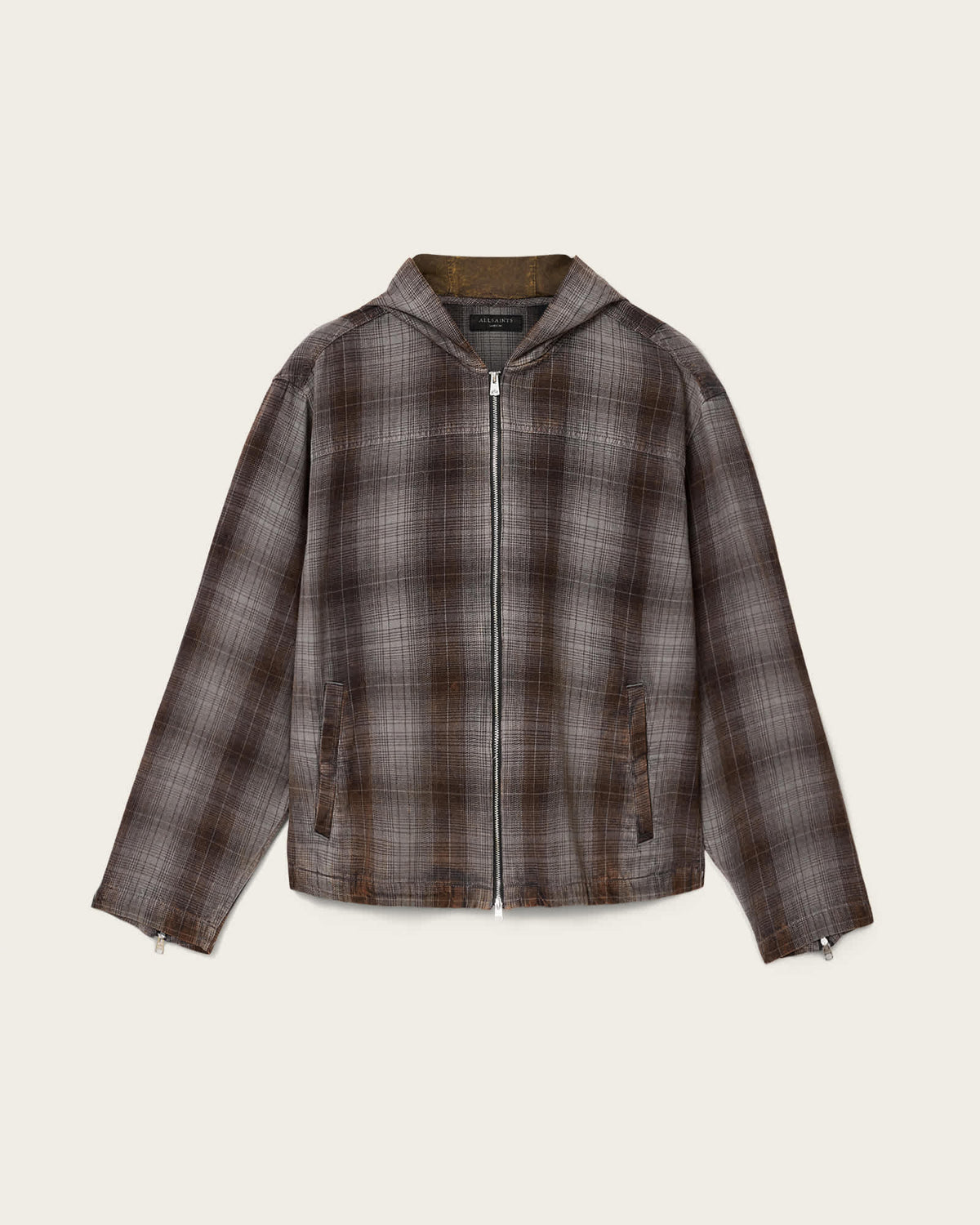 Santo Check Zip Up Hooded Shirt SHALE GREY