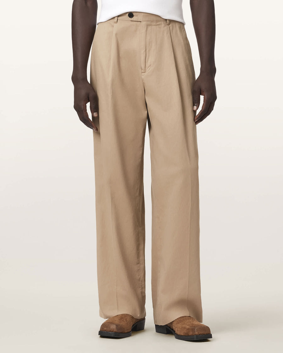 Midas Wide Leg Relaxed Fit Trousers DUNE BROWN