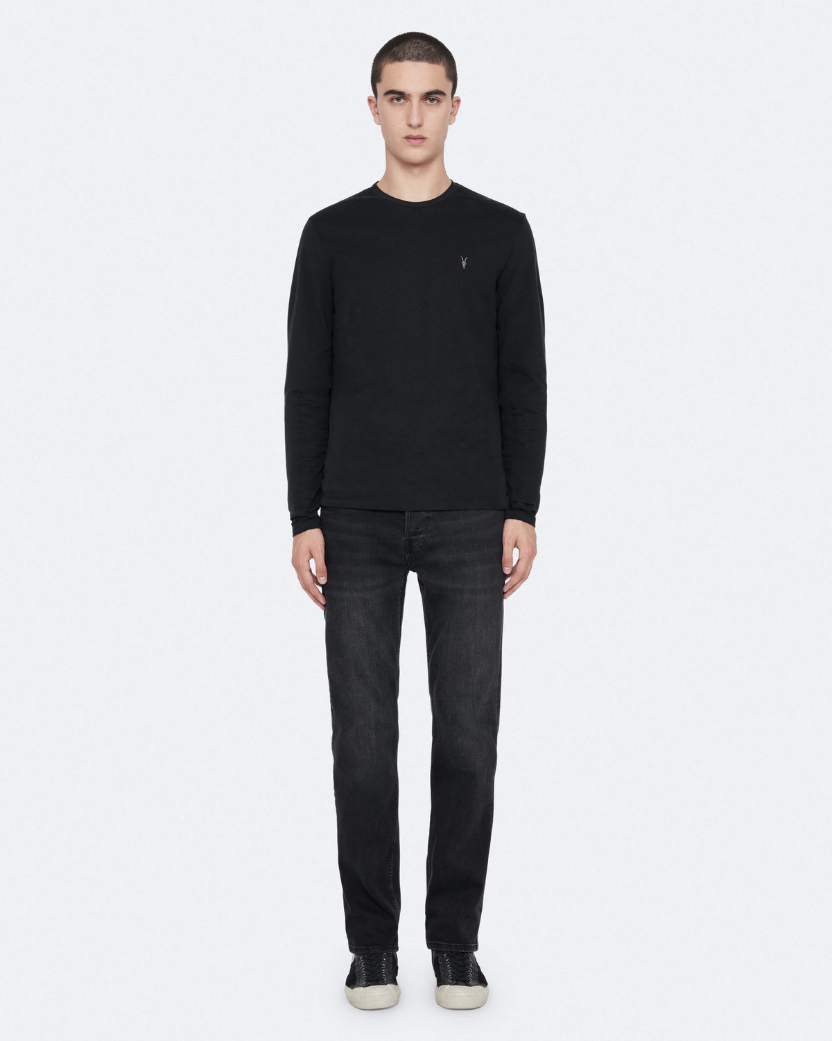 Brace Long-Sleeve Cotton T-Shirt Jet Black