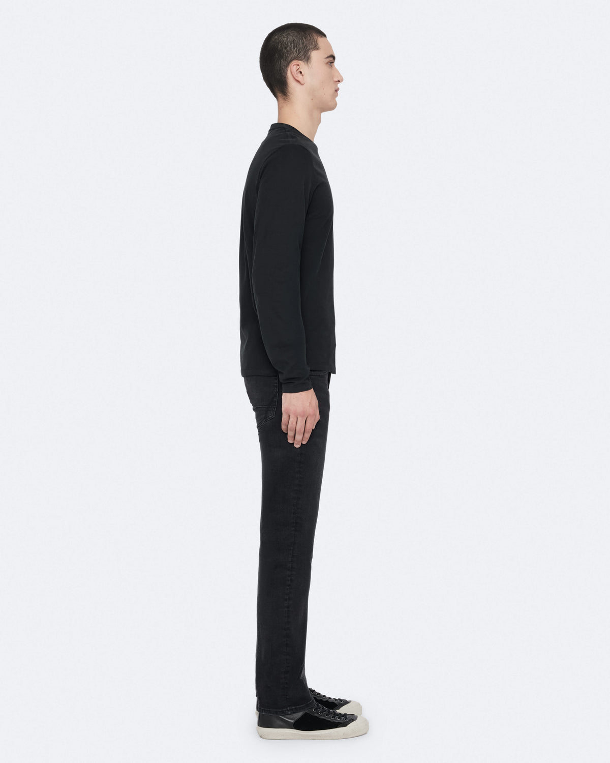 Brace Long-Sleeve Cotton T-Shirt Jet Black