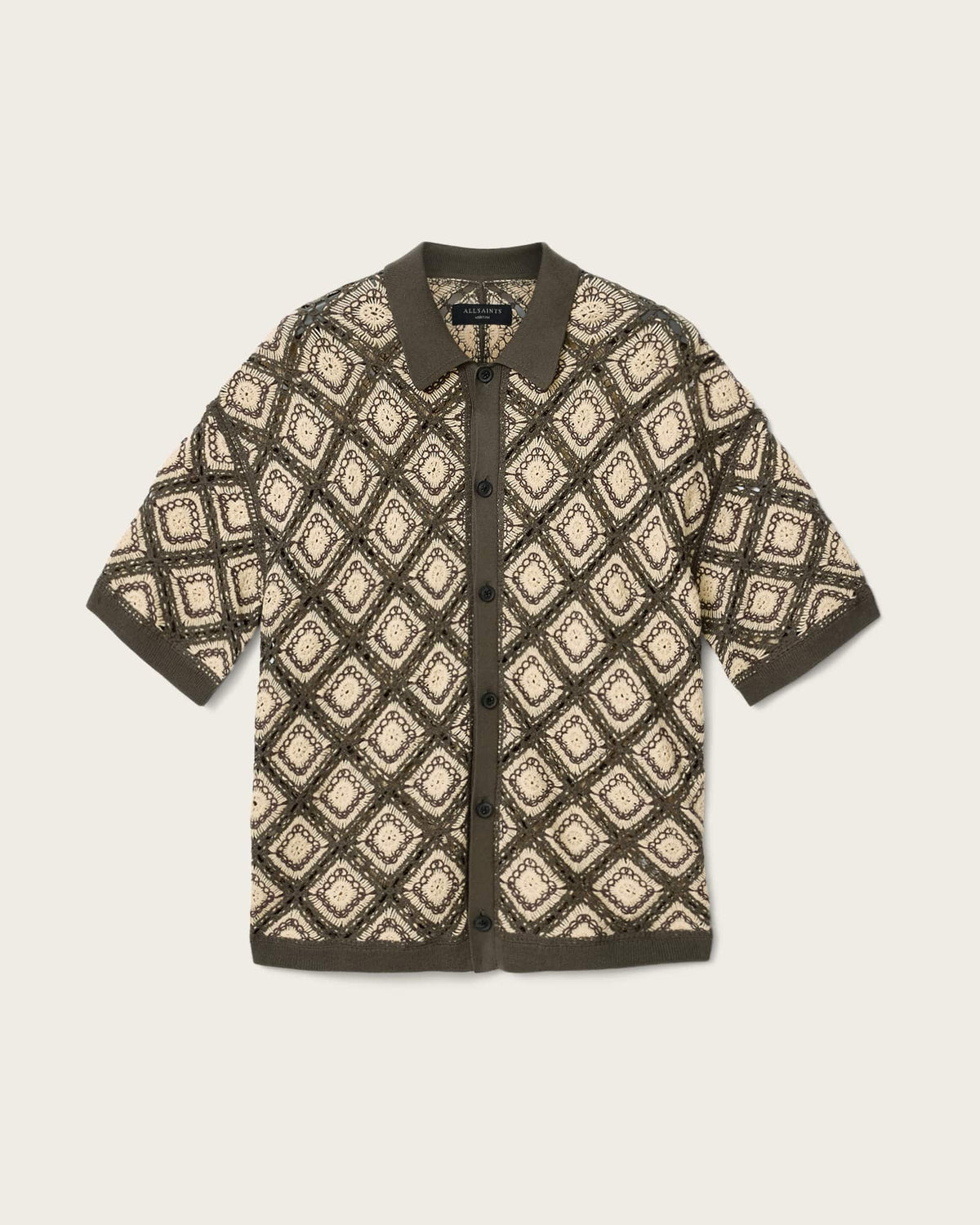Morena Short Sleeve Collared Cardigan PITCH GREEN